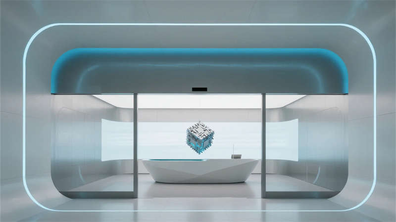 創(chuàng)新科技抽象表達(dá)，簡(jiǎn)約光影空間融合, 合肥半導(dǎo)體企業(yè)展廳裝修設(shè)計(jì)